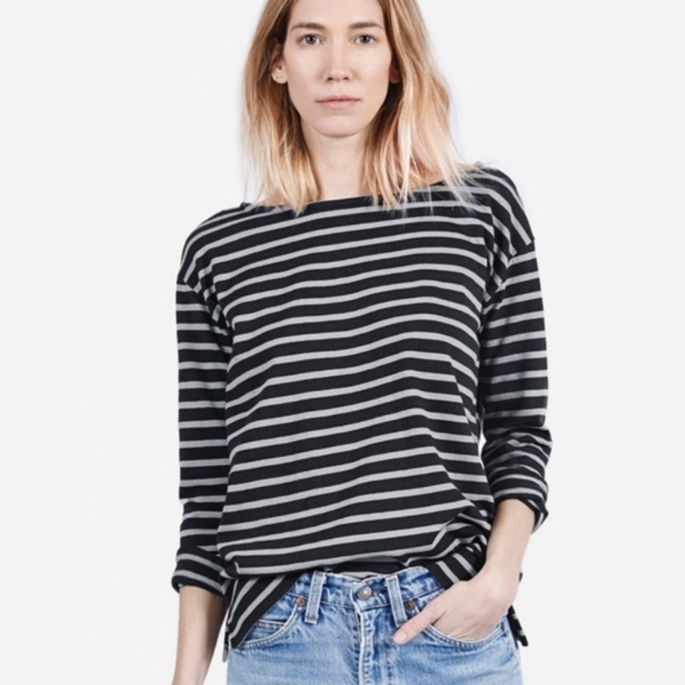 Everlane Heavyweight Striped Long Sleeve Tee